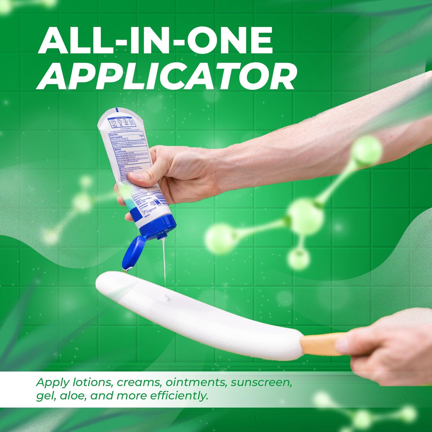 GranNaturals Lotion Applicator for your Back, Feet, and Legs - Sunscreen Applicator - Long Curved Easy Reach Body Brush for Suntan, Sunless Beauty & Personal Care GranNaturals