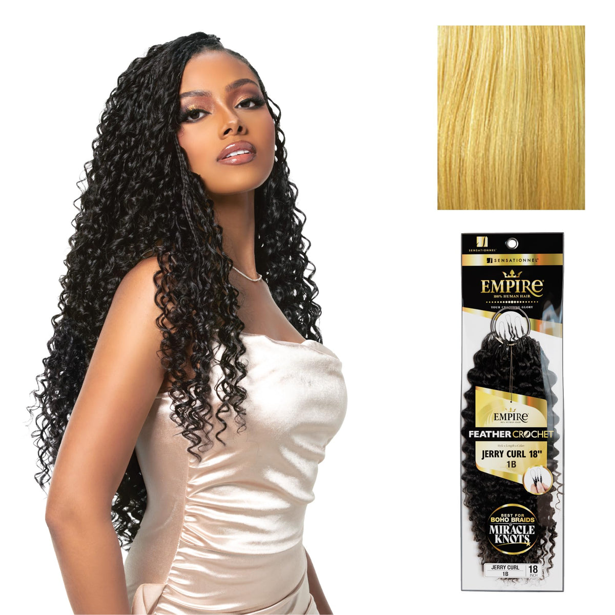Sensationnel Empire Feather Crochet Braids-Jerry Curl,18in, S27/613
