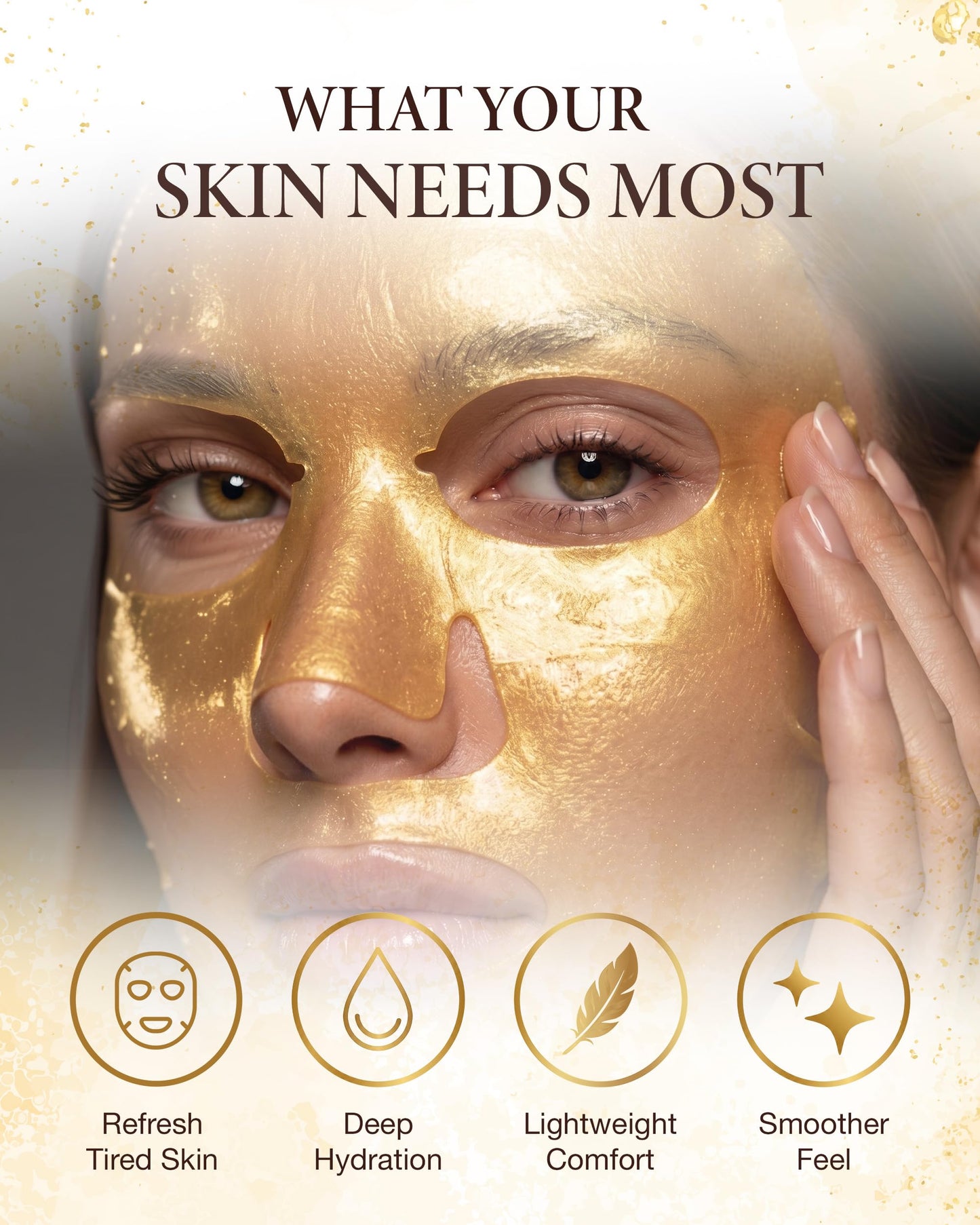 AICHUN BEAUTY 24K Gold Face Mask - Collagen Gel Face Mask Sheet Patch to Reduce the Look of Fine Lines & Wrinkles - Hydrating Face Gel Mask for All Beauty & Personal Care AICHUN BEAUTY