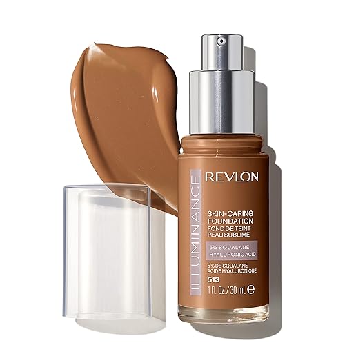 Revlon Illuminance Skin-Caring Liquid Foundation, Hyaluronic Acid, Hydrating and Nourishing Formula with Medium Coverage, 513 Brown Suede, 1 fl oz Beauty & Personal Care REVLON