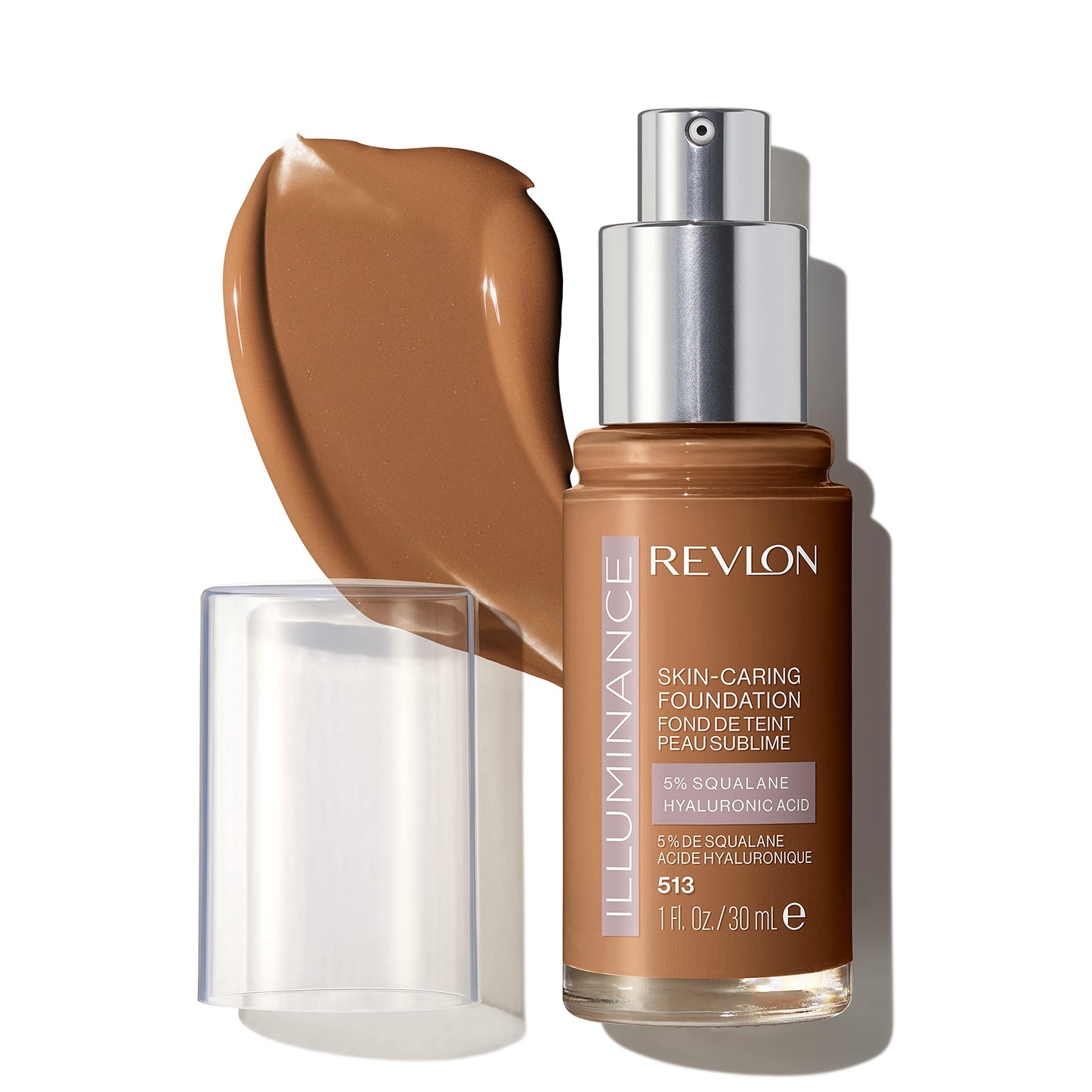 Revlon Illuminance Skin-Caring Liquid Foundation, Hyaluronic Acid, Hydrating and Nourishing Formula with Medium Coverage, 513 Brown Suede, 1 fl oz Beauty & Personal Care REVLON