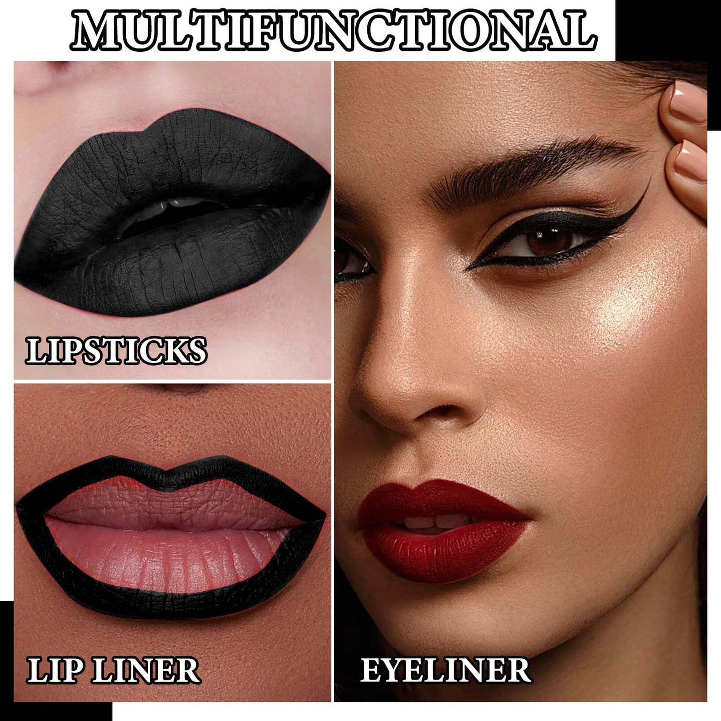 Black Matte Lipstick,2 Pcs Black Matte Lip Liner and Liquid Lipstick Set,Waterproof Long Lasting Lip Gloss Stain,Matte Liquid Lipstick Beauty & Personal Care DuoZeng