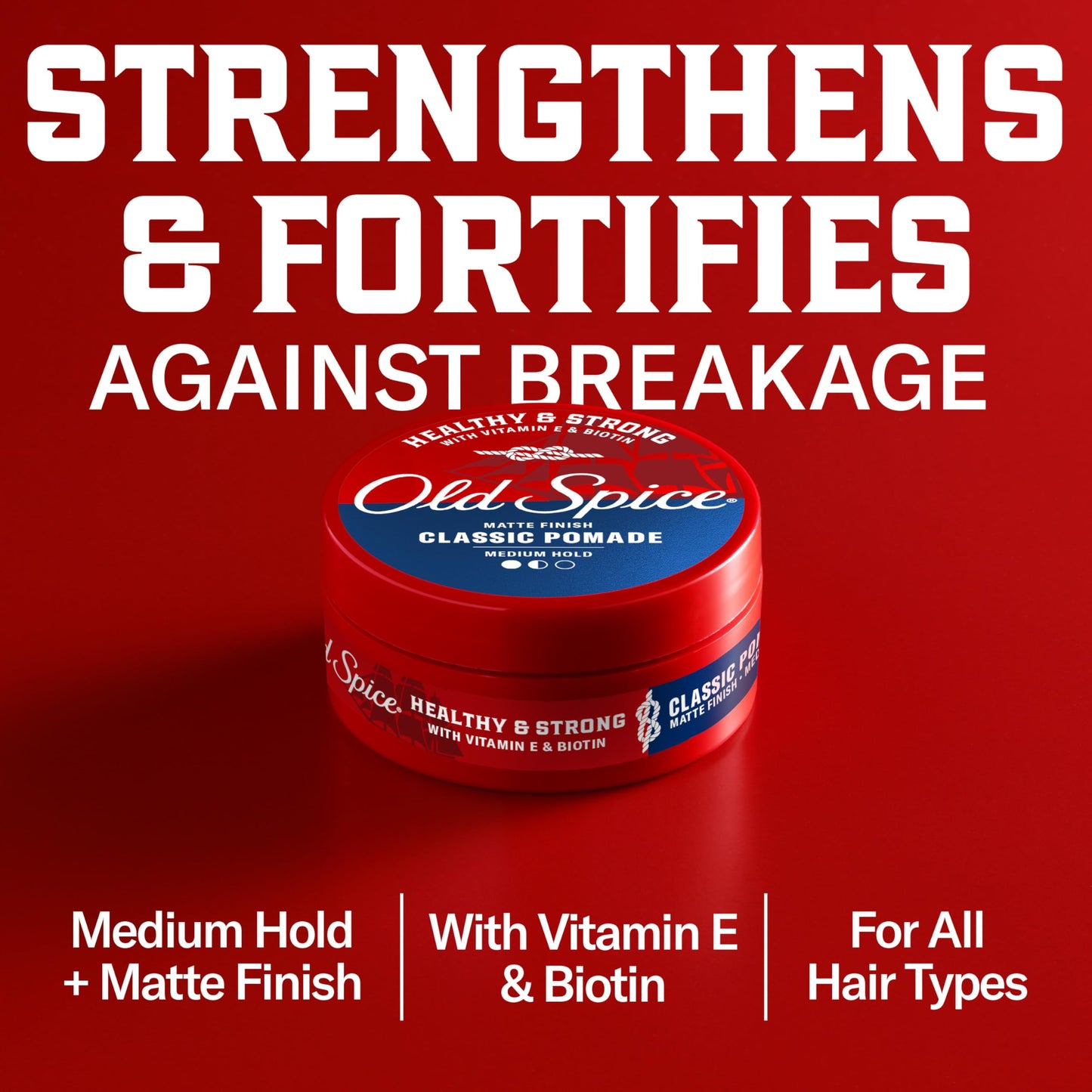 Old Spice Mens Hair Pomade, Healthy & Strong with Vitamin E & Biotin, Mens Hair Styling Pomade, Medium Hold, Matte Finish, 2.22 oz Beauty & Personal Care Old Spice