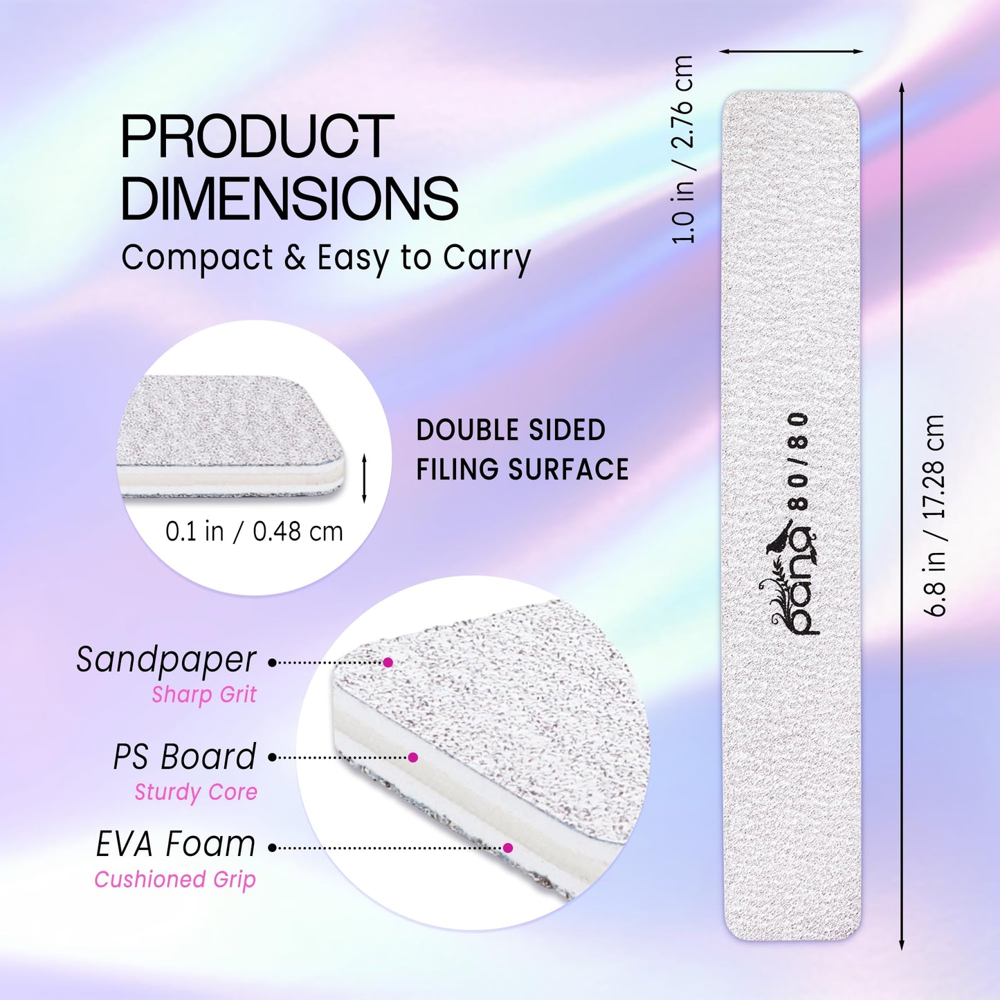 10pcs - PANA Jumbo Double-Sided Emery Nail File for Manicure, Pedicure, Natural, and Acrylic Nails - Zebra (Grit 80/80) Beauty & Personal Care PANA
