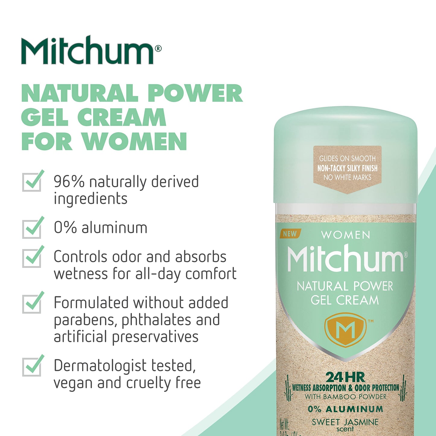 Mitchum Natural Power Gel Cream for Women, Sweet Jasmine, 3.4 oz. Beauty and Personal Care Mitchum