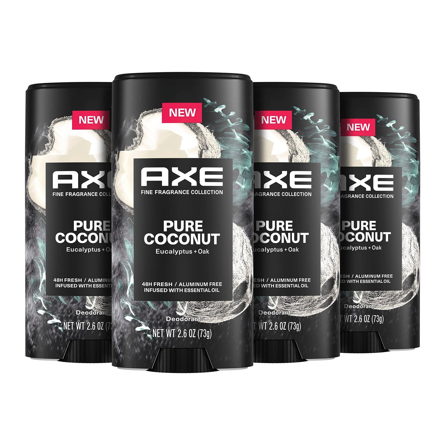 AXE Fine Fragrance Collection Deodorant Stick Pure Coconut 4 count with 48H Freshness and Odor Protection Deo Stick Infused with Coconut, Eucalyptus Beauty and Personal Care AXE