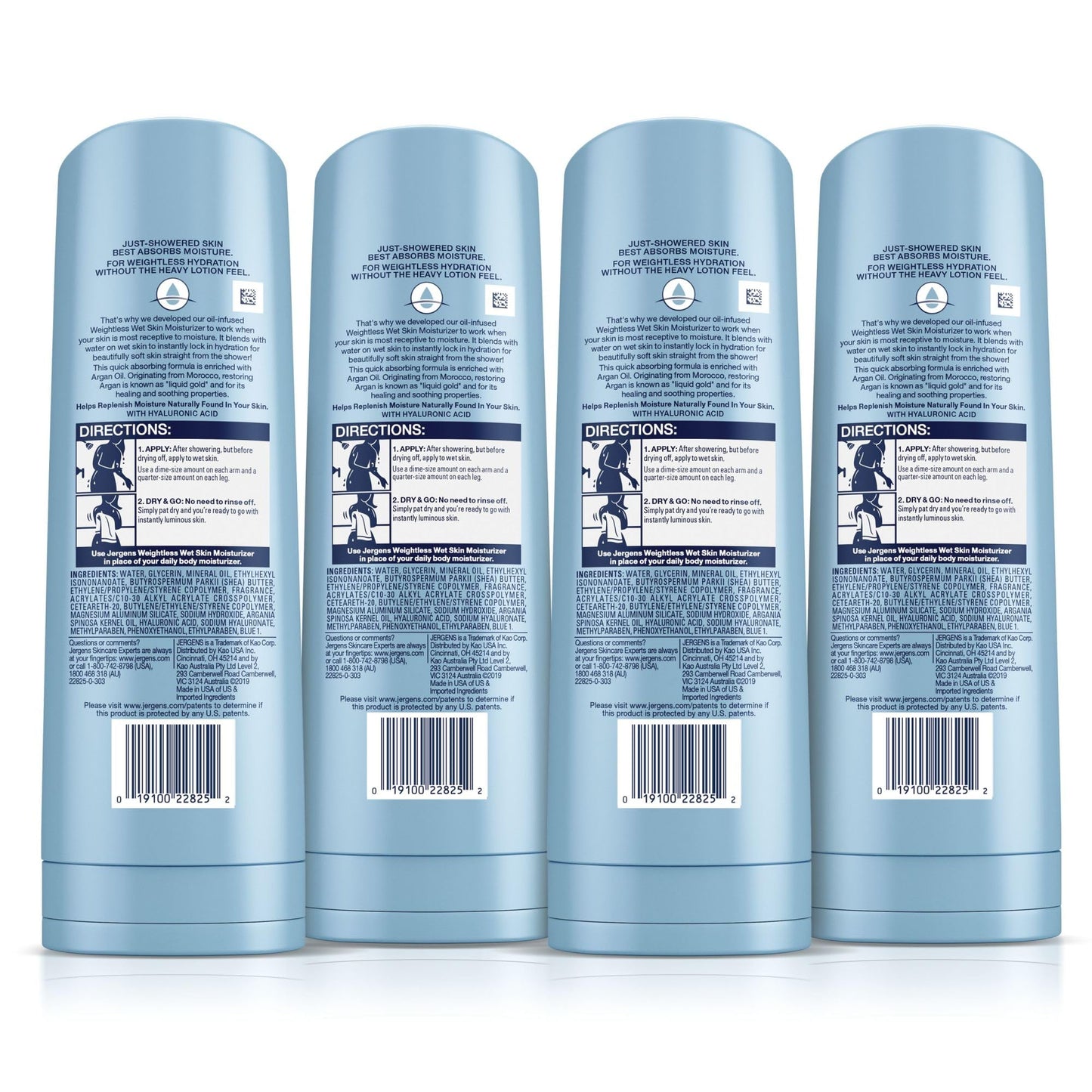 Jergens Wet Skin Body Moisturizer with Argan Oil, 4X Healthier Looking Skin, Fast-Absorbing, Non-Greasy, Dermatologist Tested, 10 Oz, Pack of 4 Beauty & Personal Care Jergens