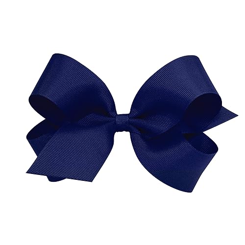 Wee Ones Girls' Plain Wrap Classic Grosgrain Hair Bows on a WeeStay No-Slip Hair Clip, Handmade, Large, Light Navy Beauty & Personal Care Wee Ones