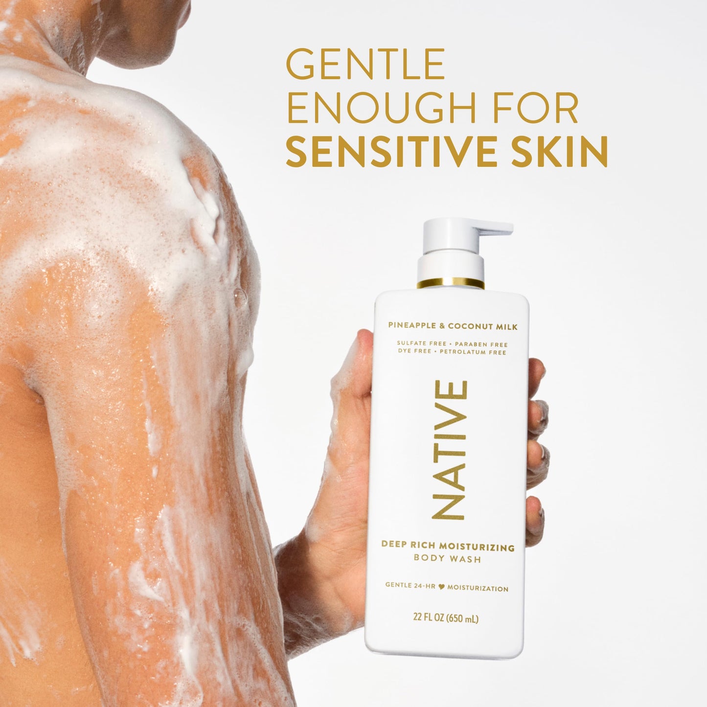 Native Moisturizing Body Wash, Clean & Gentle 24-Hour Hydration with Shea Butter, for Sensitive & Dry Skin, for Women & Men, Sulfate-free Beauty and Personal Care Native