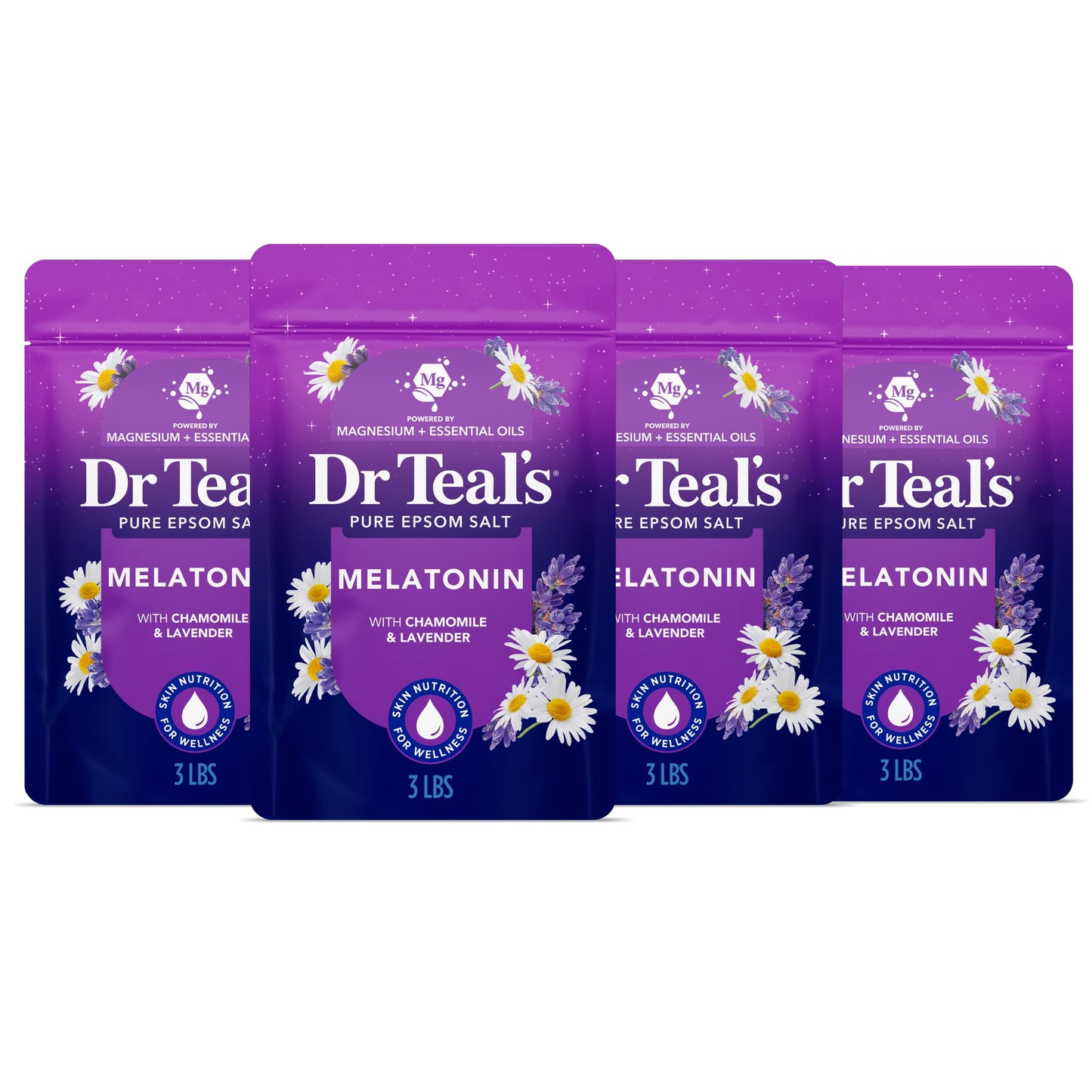 Dr Teal's Pure Epsom Salt, Melatonin Sleep Soak with Essential Oil Blend, 3 lb (Pack of 4) Beauty and Personal Care Dr Teal's