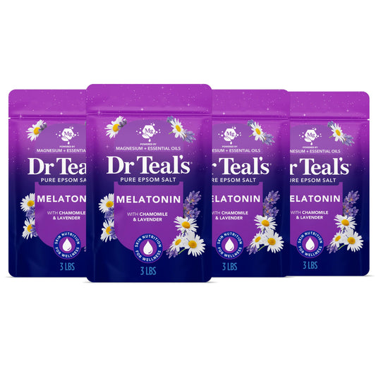 Dr Teal's Pure Epsom Salt, Melatonin Sleep Soak with Essential Oil Blend, 3 lb (Pack of 4) Beauty and Personal Care Dr Teal's