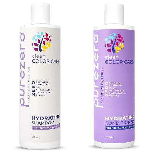 Purezero Clean Color Care Hydrating Shampoo & Conditioner Set - Toning, Balance for Color Treated Hair - Hydrate Dry Hair - Zero Sulfates, Parabens Beauty & Personal Care Purezero