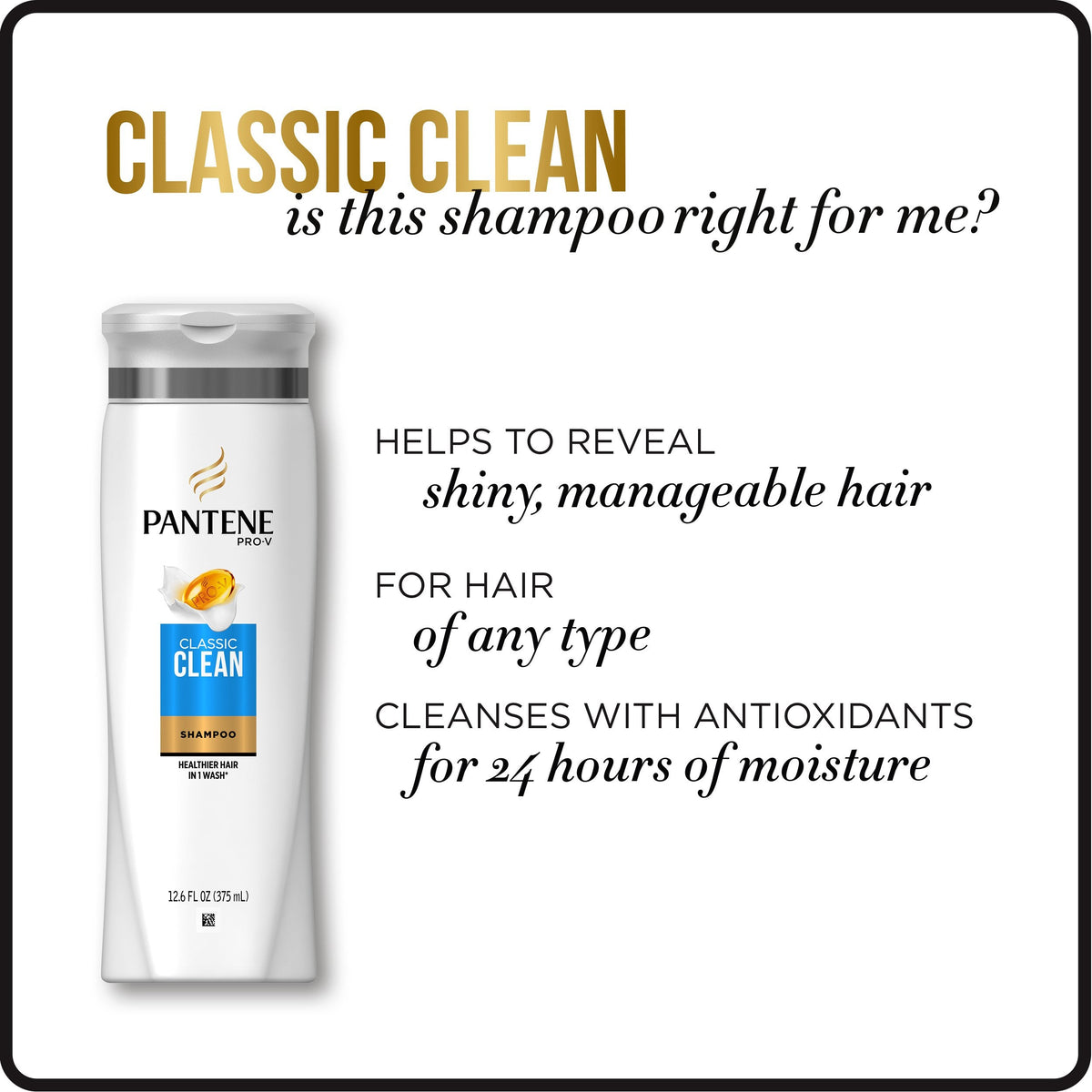 Pantene Pro-V Classic Clean Shampoo, 20.1 Fl Oz, 20.100000000000001 Fl Oz Beauty & Personal Care Pantene