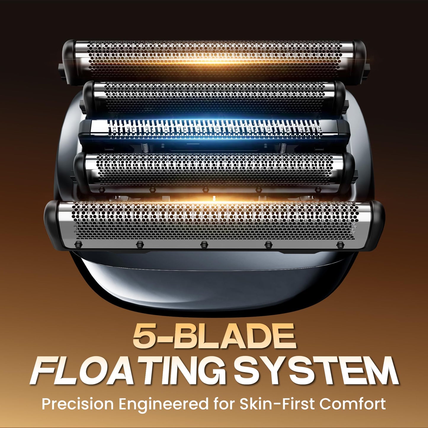 Electric Foll Shaver for Men, Upgraded 5- Blade System, IPX8 Waterproof. LED Display. 2 Power Levels.90-Min Runtime, USB-C Fast Charge, Magnetic Beauty and Personal Care MALEGEBAZ