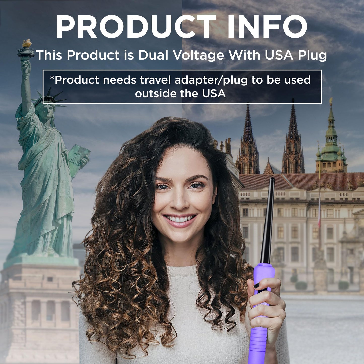 HerStyler Baby Curls Mini Curling Iron, 9mm to 13mm Tapered Barrel, Thin Curling Wand with Dual Voltage, For Crowned Curls, Purple Beauty & Personal Care HerStyler