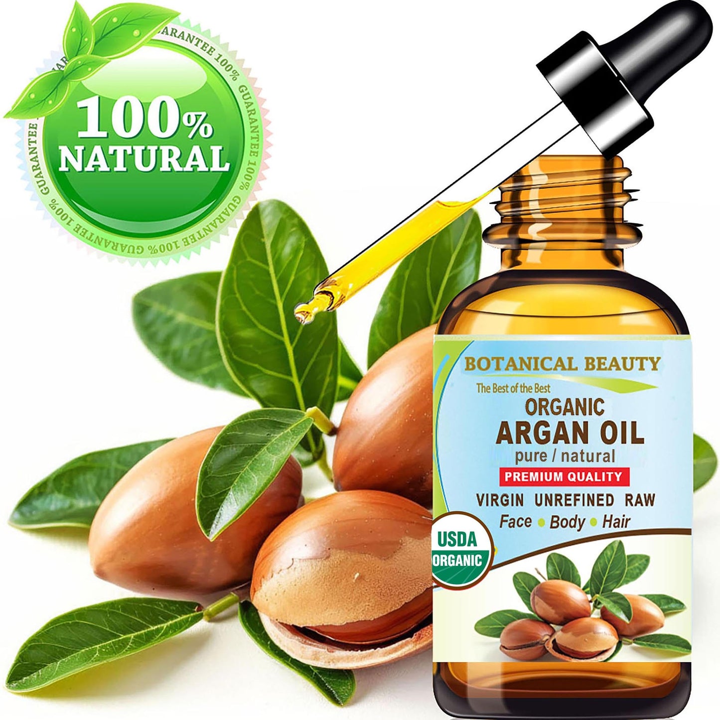Botanical Beauty Organic ARGAN OIL 100% Pure Natural VIRGIN UNREFINED Cold-Pressed Carrier Oil for Face, Skin, Body, Hair, Lip, Nails. Rich in Vitamin Beauty & Personal Care Botanical Beauty