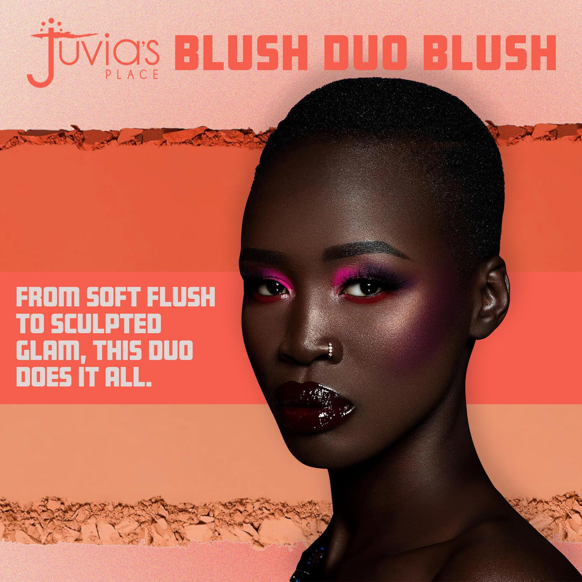 Juvia's Place Duo Blush Vol 6, Shimmer Glow Makeup Powder - All Skin Color