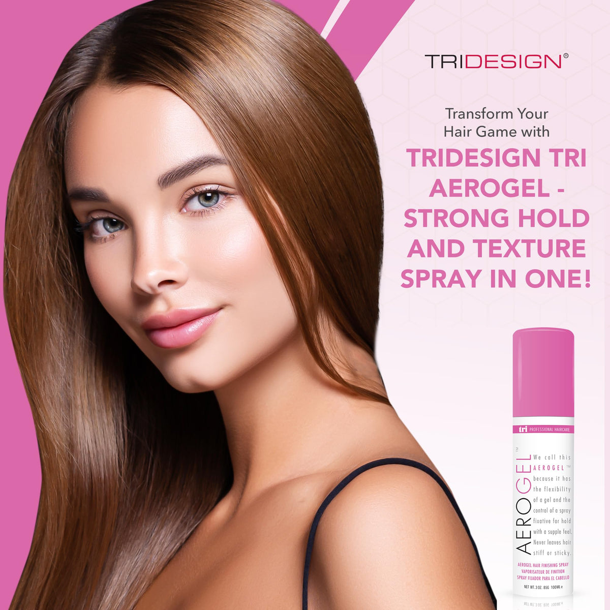 TRIDESIGN Aerogel Hairspray - Strong Hold Hair Finishing Spray for Volumizing & Control, Flexible Styling for All Hair Types, Non-Sticky and Scented Beauty & Personal Care TRIDESIGN