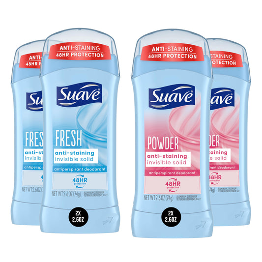 Suave Deodorant Women, Antiperspirant, Powder and Fresh Bundle, 48-Hour Odor & Wetness Protection, Deodorant for Women With Essential Oils Beauty and Personal Care Suave