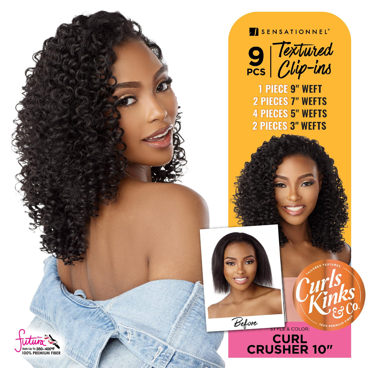Sensationnel Curls kinksandco clip in - curl crusher 10 inch easy to use clips for natural 3c to 4c hair textures (T2/BG)