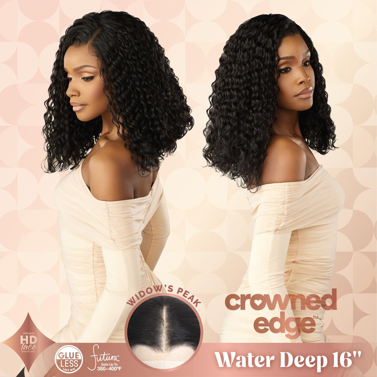 Sensationnel Crowned Edge Widow's Peak Wig -Water Deep 16 Inch, BEIGEBLONDE