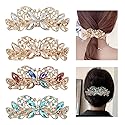 Lawie 4 Pack Luxury Butterfly Jeweled Crystal Rhinestone Glitter Sparkly Metal Hair Barrettes Snap Clips Hairpins Hairgrip Thin Thick Bun Twist Holder Beauty & Personal Care Lawie