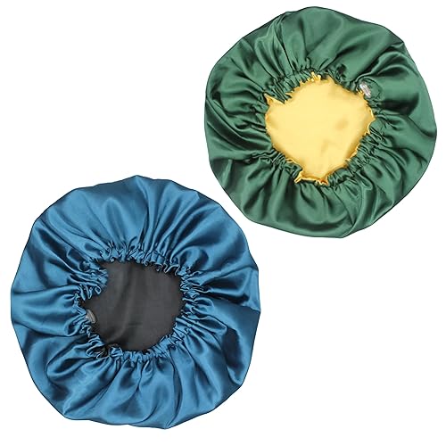 Hanbertti 2pcs of Satin Sleep Bonnet with Adjustable Buckle, Double Layer Silk Bonnets, Reusable Bath Hair Cap for Night Sleeping and Make up (Deep Beauty & Personal Care Hanbertti