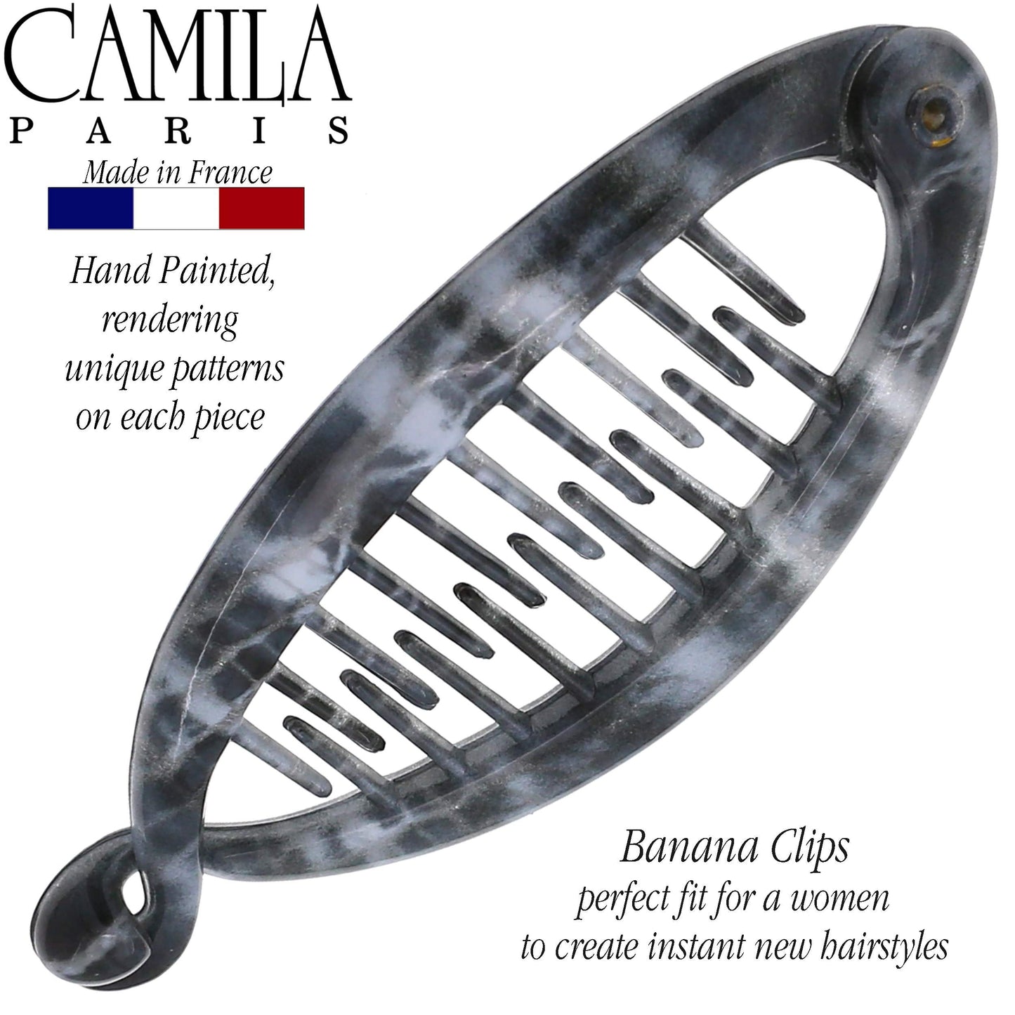 Camila Paris CP3103 French Extra Small Banana Clip Hair Comb for Fine Hair, Classic Banana Clips Hair for Thin Hair Ponytail Holder Interlocking Beauty & Personal Care Camila