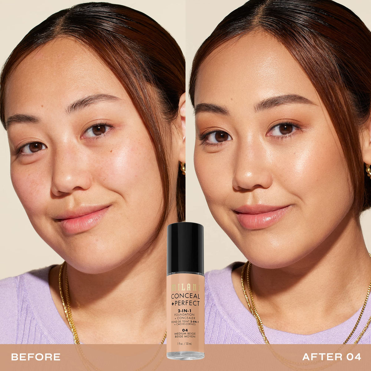 Milani Conceal + Perfect 2-in-1 Foundation + Concealer for a Flawless Complexion, Under Eye Corrector, Cover Redness and Imperfections, Waterproof Beauty & Personal Care Milani