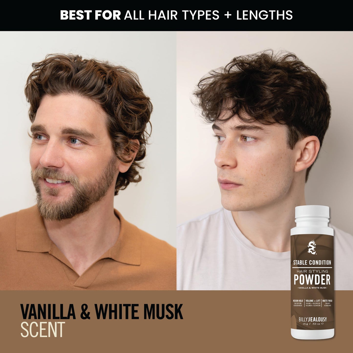 Billy Jealousy Stable Condition Hair Styling Powder - Volume & Texture Powder for Men, Medium Hold, Matte Finish, Vegan, Vanilla & White Musk Scent Beauty & Personal Care Billy Jealousy