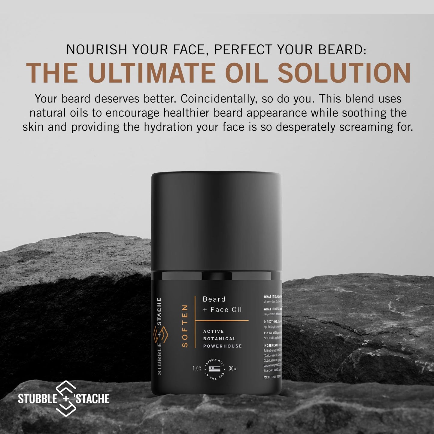 stubble & stache Hydrating Beard Oil for Men - Dual-Use Face & Beard Moisturizer & Conditioner with Baobab, Jojoba & Argan - Softens Hair, Stops Itch Beauty & Personal Care stubble & stache