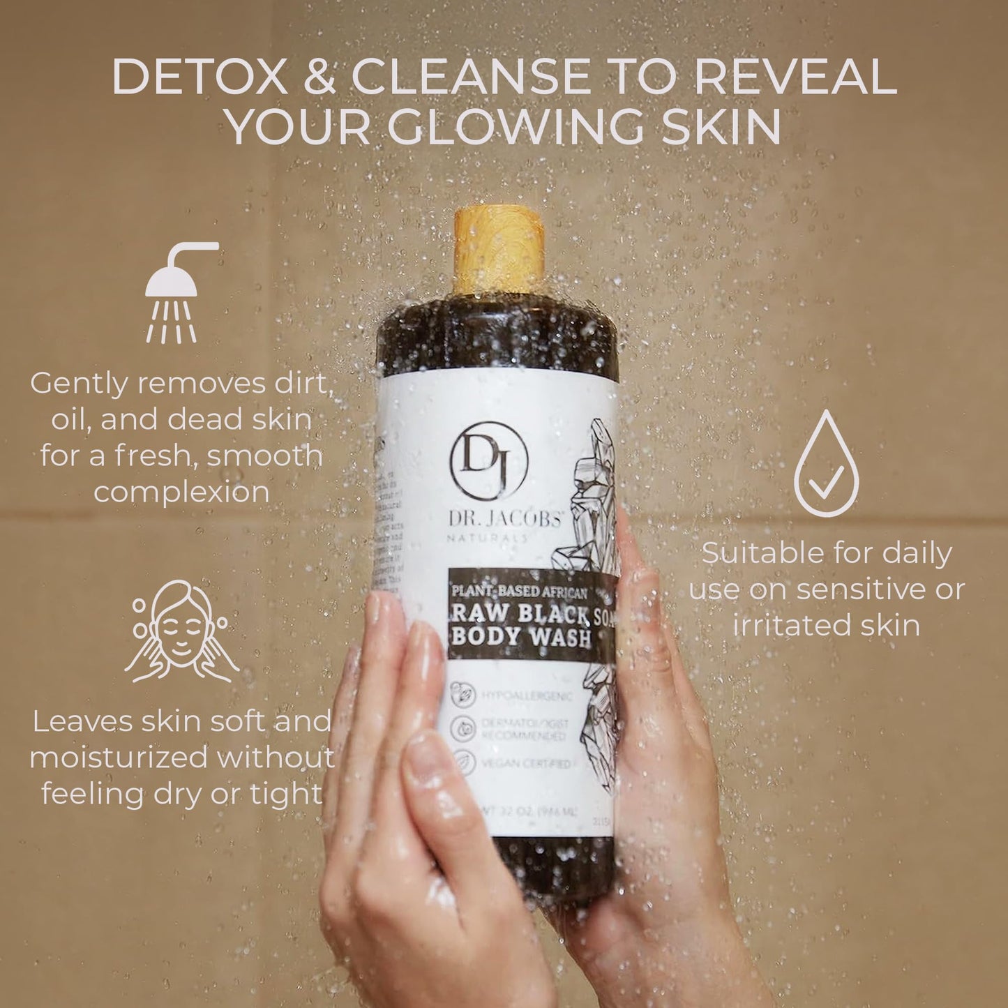 Dr Jacobs Naturals Authentic African Raw Black Soap, All-In-One Cleanser for Face Wash, Sensitive Skin Body Wash, Shampoo, Shaving Soap | Shea Butter Beauty & Personal Care DR.JACOBS NATURALS