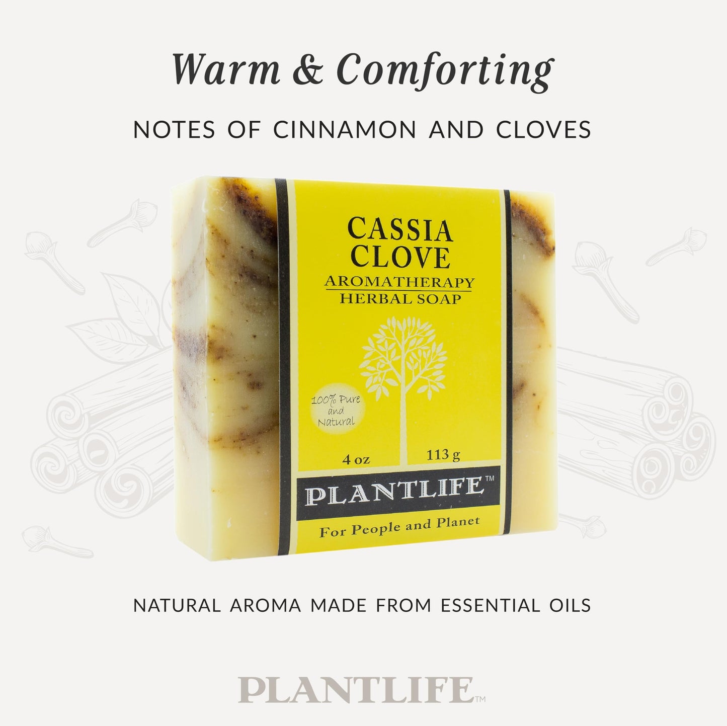 Plantlife Cassia Clove Bar Soap - Moisturizing and Soothing Soap for Your Skin - Hand Crafted Using Plant-Based Ingredients - Made in California 4oz Beauty & Personal Care Plantlife