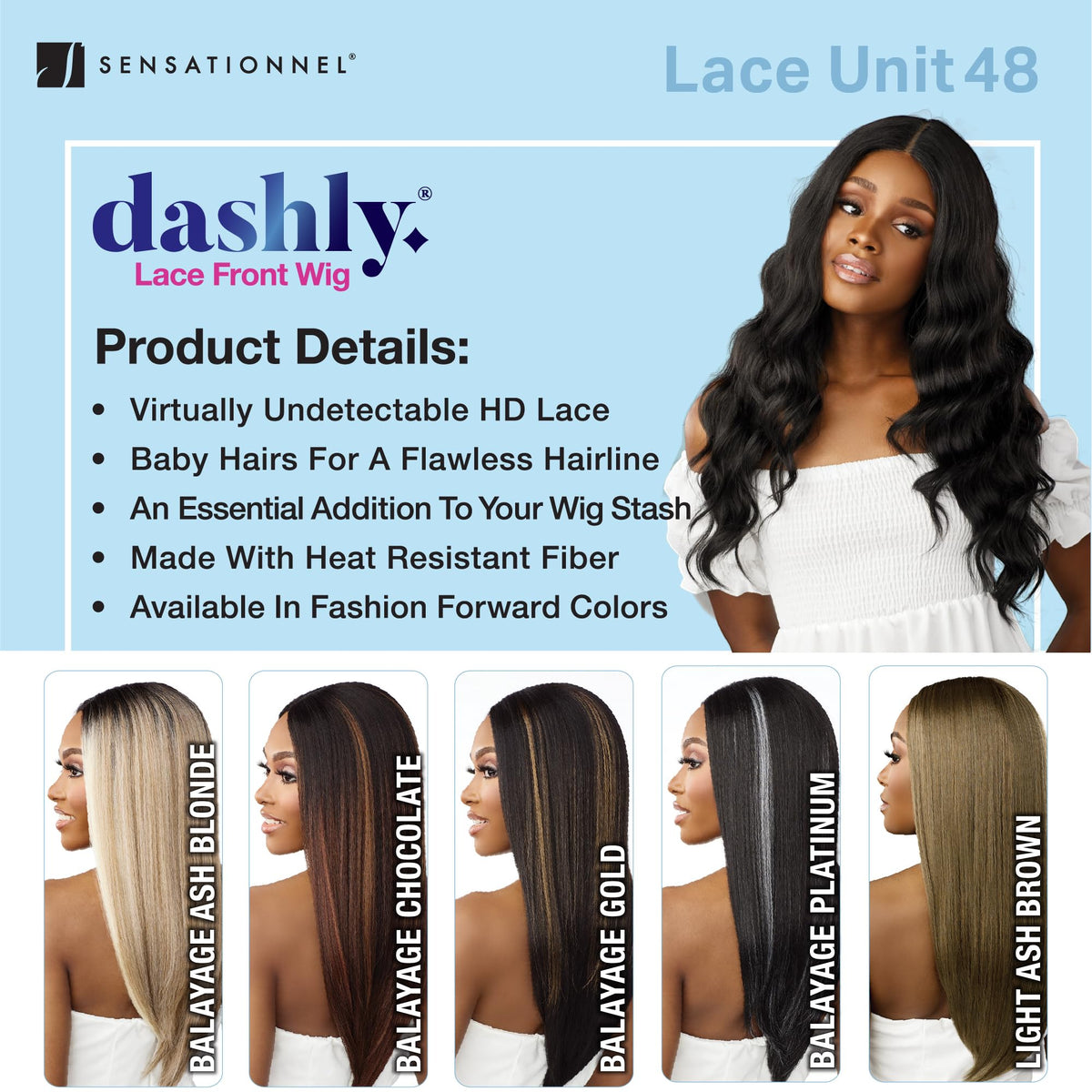 Sensationnel Dashly Lace Front Wig-Unit 48, 1 JETBLACK