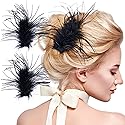 OIIKI 2Pcs Black Ostrich Hair Clip, Feather Hairgrip Retro Hair Jewelry Accessories for Women Bride Party Festival Valentine Wedding Engagement Beauty & Personal Care OIIKI