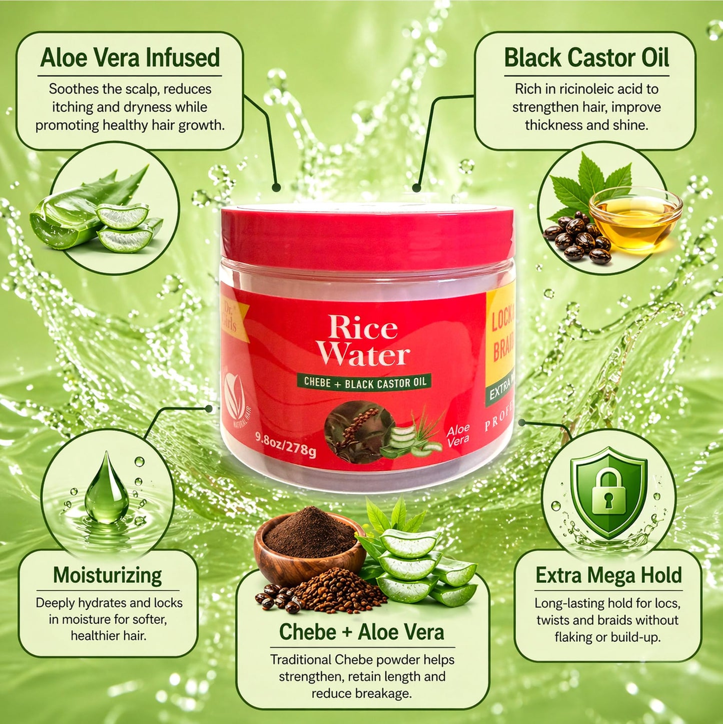 Dr Girls Super Grow Loc & Twists Braiding Conditioning Gel/9.8oz/ Extra Mega Hold (Chebe+Aloe) Beauty & Personal Care R&B Collection