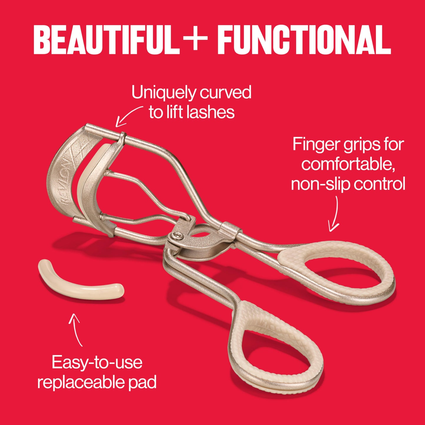 Revlon Designer Series Lash Curler, Eyelash Lift for an Eye Opening Look, with Finger Grips for a Non Slip Grip, Easy to Use, 1 Count Beauty & Personal Care REVLON