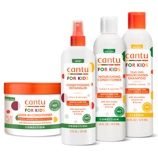 Cantu Care for Kids Haircare Regimen Set with Large Size Shampoo + Conditioner + Detangler + Leave-In Conditioner (Pack of 4) Beauty & Personal Care Cantu