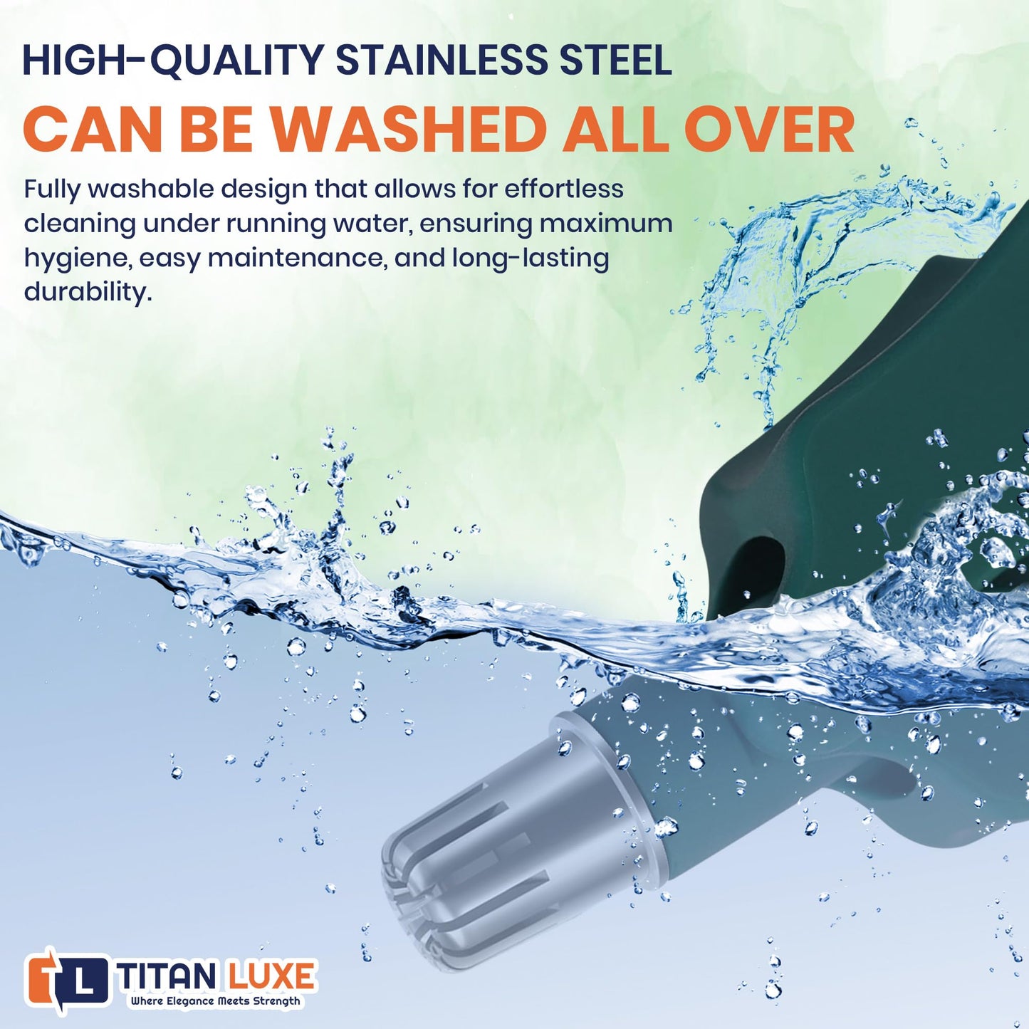 Titan Luxe Stainless Steel Hair Trimmer for Men and Women - Manual Nose and Ear Hair Trimmer - Nose Clippers, 360° Rotating Hair Trimmers - Washable Beauty and Personal Care Titan Luxe