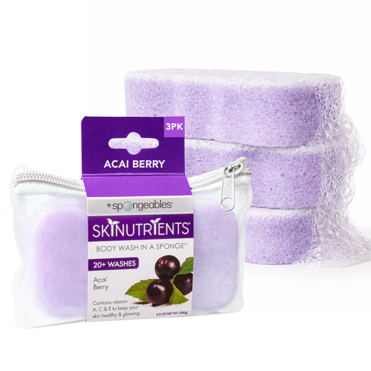 Spongeables Body Wash in a 20+ Wash Sponge, Acai Berry, 3 Count Beauty and Personal Care Spongeables