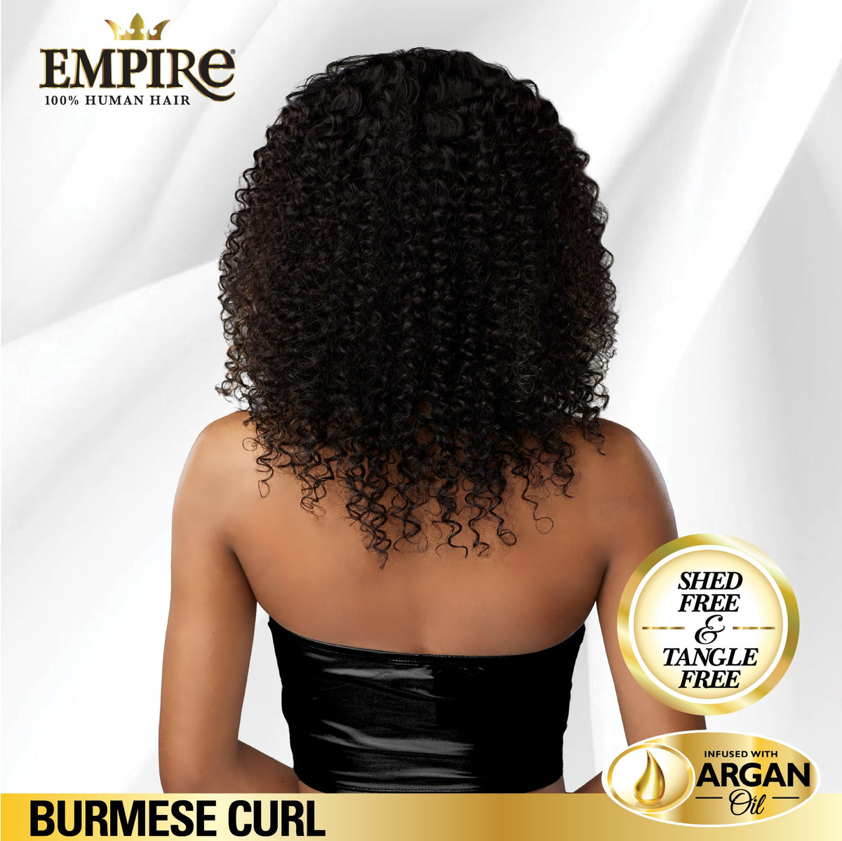 Sensationnel Empire Curly Human Hair-Burmese Curl,1pk 12in, 1B OFFBLACK