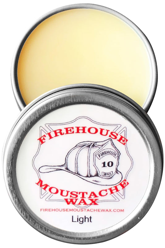 Firehouse Moustache Wax - Made in USA - Light Hold Mustache & Beard Wax - All-Weather, Naturally Scented and Colored (LIGHT, 1 Ounce Tin) - Handmade Beauty and Personal Care Firehouse Moustache Wax