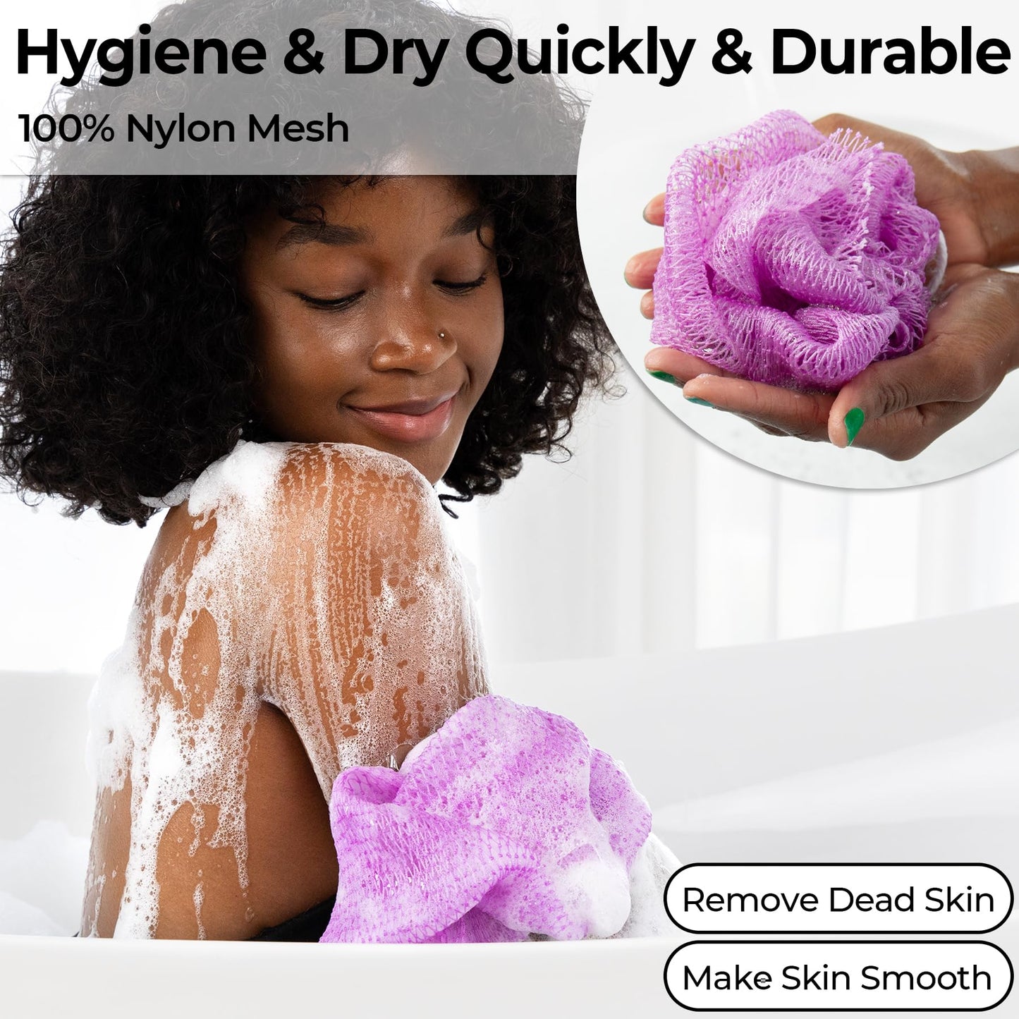African Net Sponge Authentic - Real African Exfoliating Body Scrubber Sponge with Knots - Shower Washcloths for Exfoliator - Body Care Bathing Beauty and Personal Care MINISENTIALS