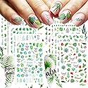 12 Sheets Summer Leaf Nail Art Stickers 3D Self-Adhesive Nail Decals Nail Art Supplies Palm Leaves Clover Nail Design for Women Manicure Nail Beauty & Personal Care ONEUPIN