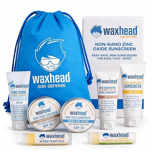Waxhead Travel Size Sunscreen Sampler Box - Non-Nano Zinc Oxide, Coral Reef Safe, Biodegradable Sunblock SPF 30. Lip Balms, Solid Mini Paste Tins Beauty & Personal Care Waxhead Sun Defense Foods