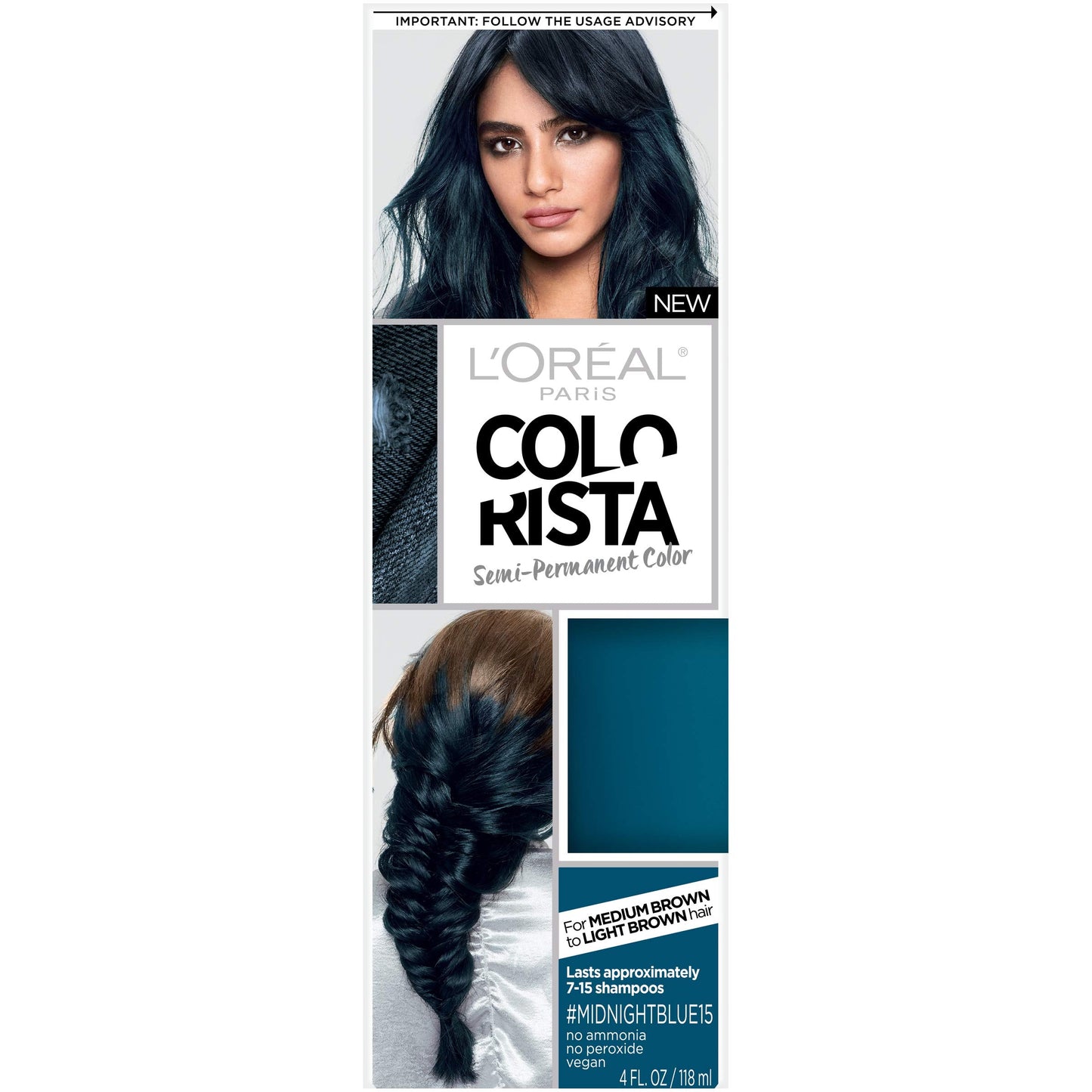 L’Oréal Paris Colorista Semi-Permanent Hair Color for Brunette Hair, Midnight blue Beauty & Personal Care L'Oreal Paris