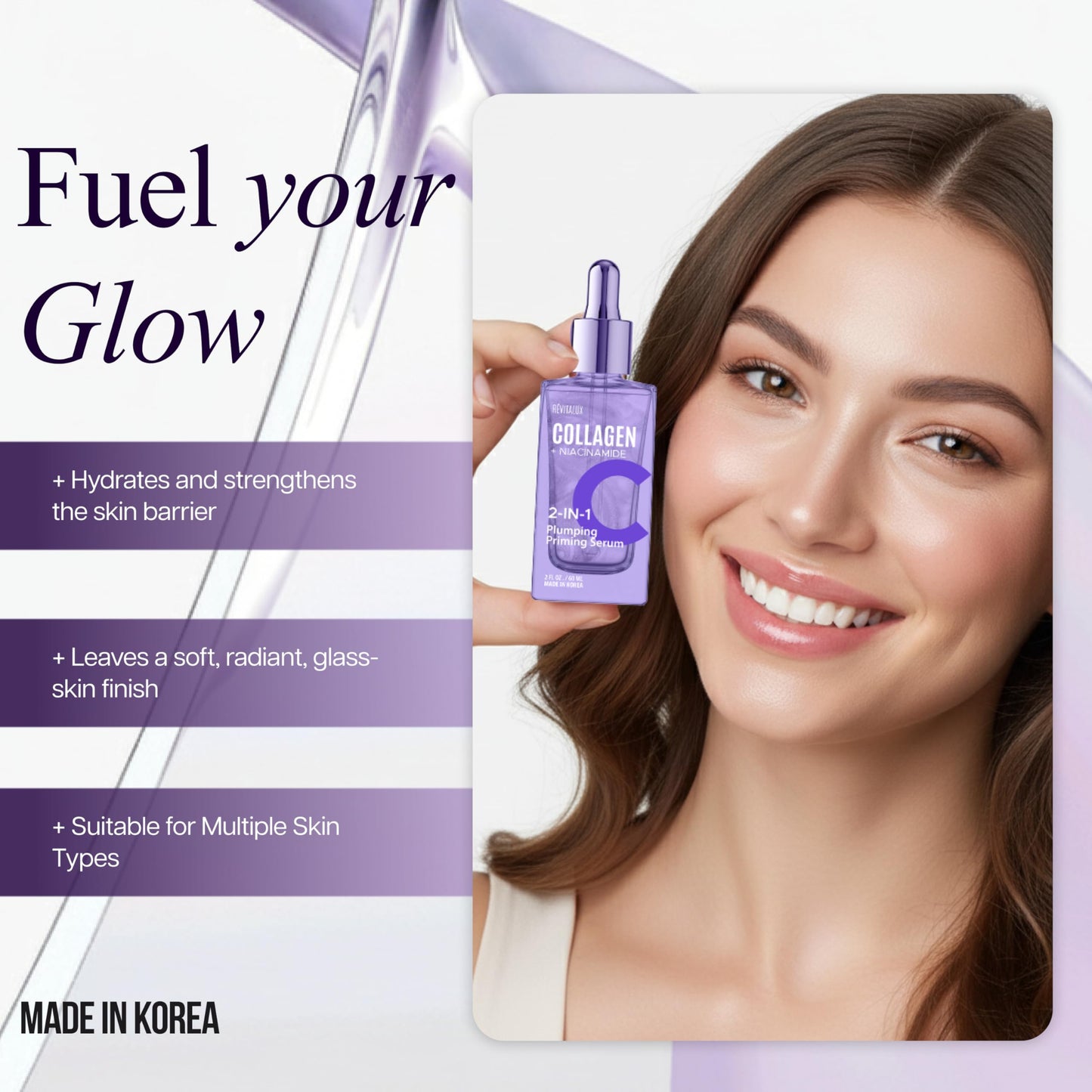 RevitaLux Collagen & Niacinamide 2-in-1 Serum - Hydrating & Firming, Skin-Revitalizing Formula for a Radiant Glow - Korean Face Serum for All Skin Beauty & Personal Care RevitaLux
