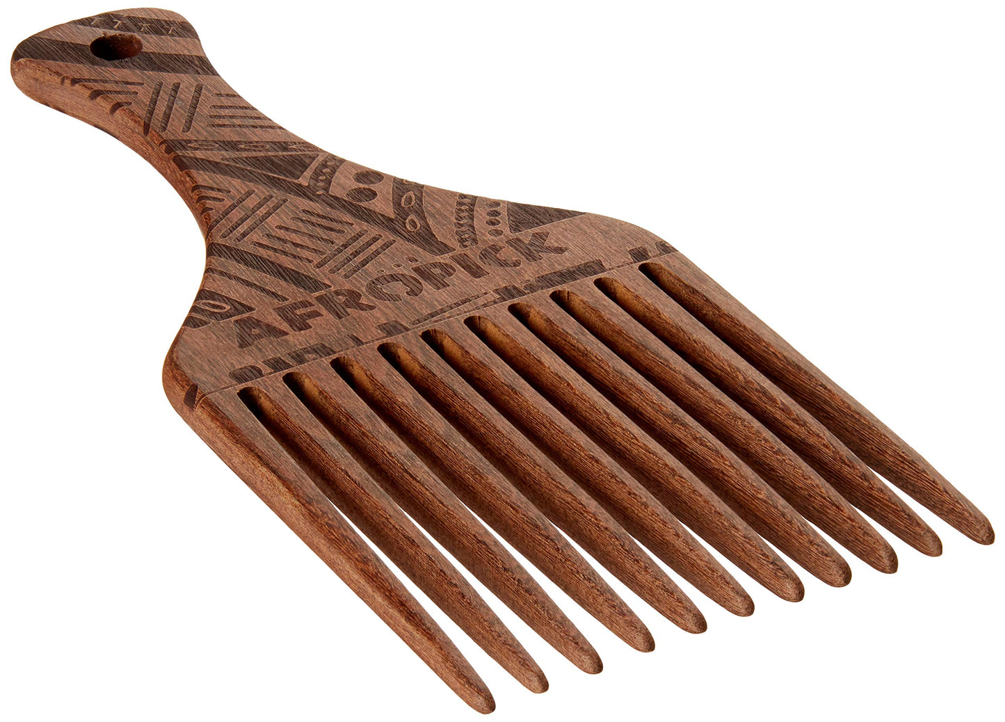 AFROPICK Wood Hair Pick for Long, Thick, Curly, & Afro Hair (Engraved Brown) Beauty & Personal Care Afropick