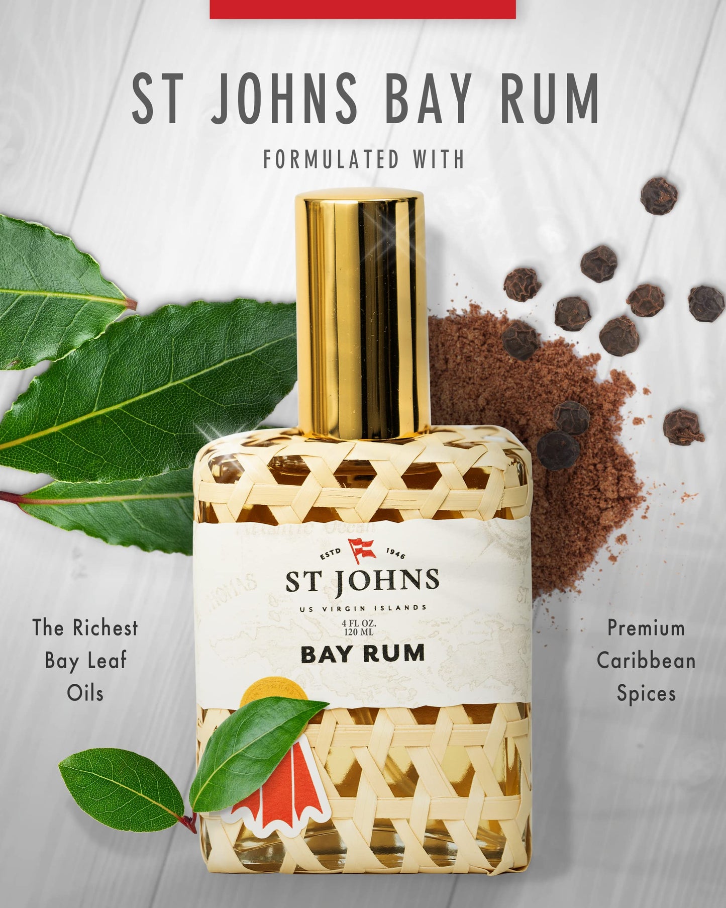 St. John Bay Rum Aftershave and Cologne - Made with Bay Leaves from The Virgin Islands - Bay Leaf After Shave Fragrance for Men - (4 oz) Beauty and Personal Care St. John