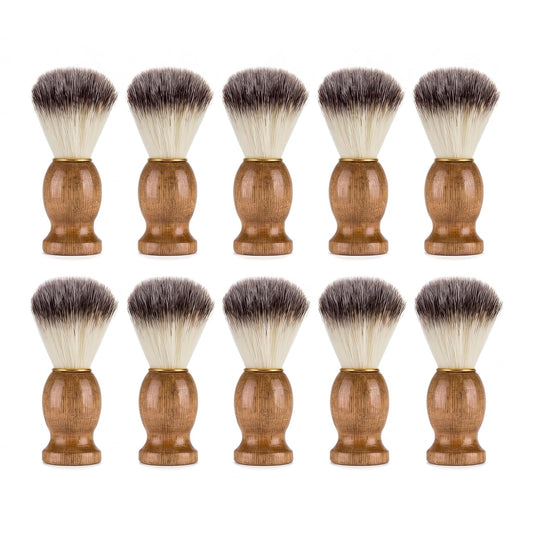 10 Pcs Shaving Brush for Men, Wood Handled Shave Brush for Wet Shave, Beard Grooming Tool for Professional Salon, Soft Bristle Shaving Cream Brush Beauty and Personal Care KALLORY